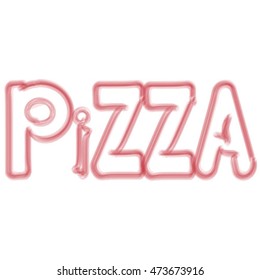 vector red outline lettering Pizza