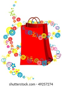 vector, the red packet is surrounded by a spiral of flowers