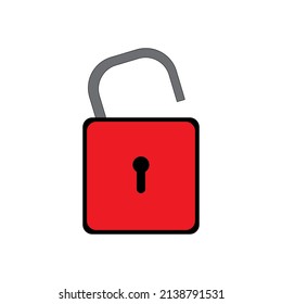 vector red padlock in modern style