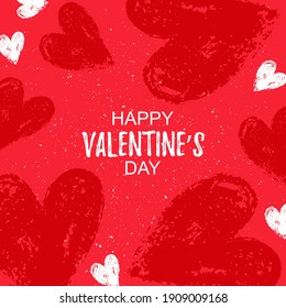 Vector. Red paint brush heart. Happy Valentine Day background. A part of my life card template. Valentines love poster with texture. Illustration