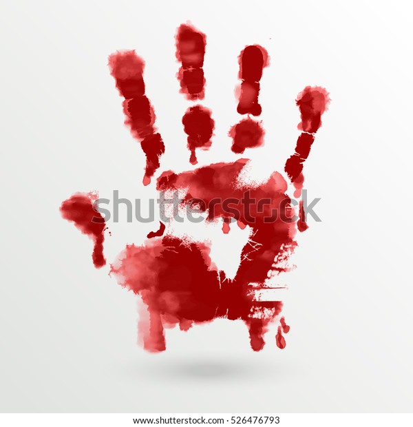 Vector Red Paint Human Hand Handprint Stock Vector (Royalty Free) 526476793