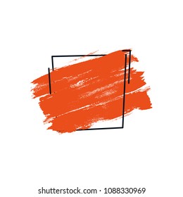 Vector red paint, ink brush stroke, brush, line or texture. Dirty artistic design element, box, frame or background for text. Grunge style.