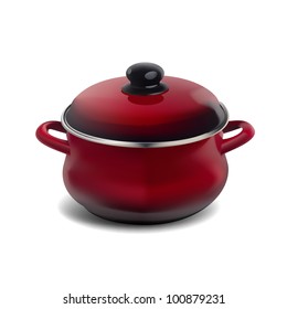 vector red pan kitchen pot isolated on white background