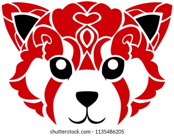 Vector Red panda head silhouette design isolated on white home decor printable cut file wall art decal