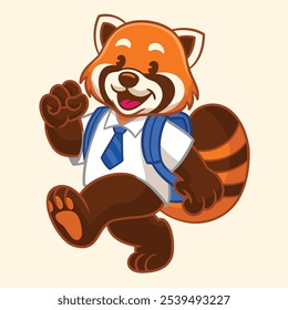 Vector of Red Panda Schoolboy Mascot Character