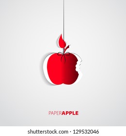 Vector red paper apple card design
