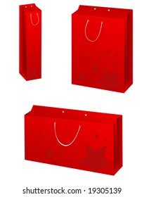 Vector red paper bag with stars on white background