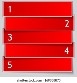 Vector red paper banner list with numbers