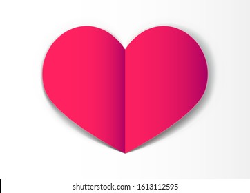 Vector red paper heart blank. Valentine's Day.