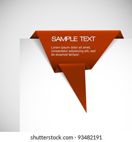 Vector Red Paper origami ribbon / bookmark (template)