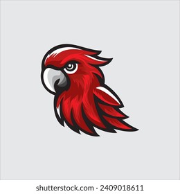 vector red parrot logo or cartoon