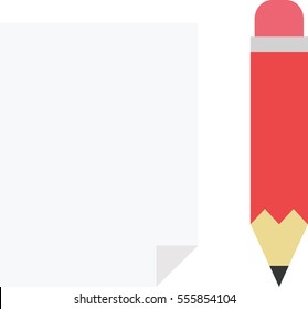 Vector red pencil with blank paper.