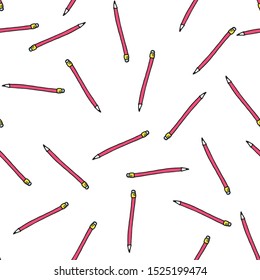 Vector red pencil school seamless pattern