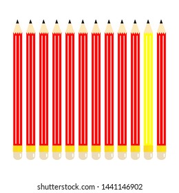 vector red pencil and yellow one