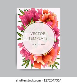 Vector Red peony floral botanical flower. Wild spring leaf wildflower isolated. Engraved ink art. Wedding background card decorative border. Invitation elegant card illustration graphic set banner.
