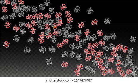 Vector Red Percentage Sign Confetti on Transparent. Percent Sale Background. Business, Economics, Finance Print. Discount Illustration. Promotion Poster. Black Friday Banner. Special offer Template.