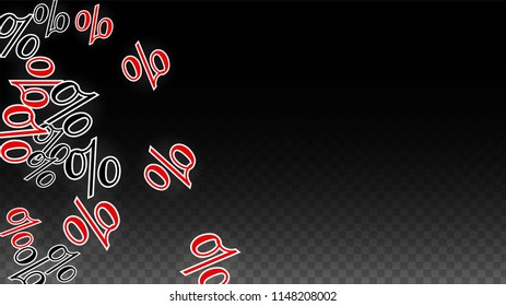 Vector Red Percentage Sign Confetti on Transparent. Percent Sale Background. Business, Economics, Finance Print. Discount Illustration. Promotion Poster. Black Friday Banner. Special offer Template.