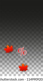 Vector Red Percentage Sign Confetti on Transparent. Percent Sale Background. Business, Economics, Finance Print. Discount Illustration. Promotion Poster. Black Friday Banner. Special offer Template.