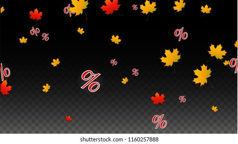 Vector Red Percentage Sign Confetti on Transparent. Percent Sale Background. Business, Economics, Finance Print. Discount Illustration. Promotion Poster. Black Friday Banner. Special offer Template.