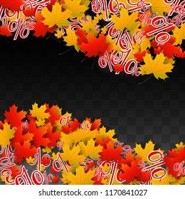 Vector Red Percentage Sign Confetti on Transparent. Percent Sale Background. Business, Economics, Finance Print. Discount Illustration. Promotion Poster. Black Friday Banner. Special offer Template.