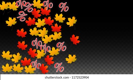Vector Red Percentage Sign Confetti on Transparent. Percent Sale Background. Business, Economics, Finance Print. Discount Illustration. Promotion Poster. Black Friday Banner. Special offer Template.