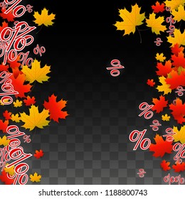 Vector Red Percentage Sign Confetti on Transparent. Percent Sale Background. Business, Economics, Finance Print. Discount Illustration. Promotion Poster. Black Friday Banner. Special offer Template.