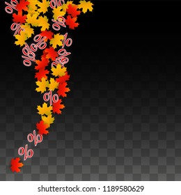 Vector Red Percentage Sign Confetti on Transparent. Percent Sale Background. Business, Economics, Finance Print. Discount Illustration. Promotion Poster. Black Friday Banner. Special offer Template.