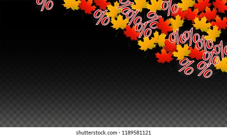Vector Red Percentage Sign Confetti on Transparent. Percent Sale Background. Business, Economics, Finance Print. Discount Illustration. Promotion Poster. Black Friday Banner. Special offer Template.