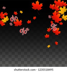 Vector Red Percentage Sign Confetti on Transparent. Percent Sale Background. Business, Economics, Finance Print. Discount Illustration. Promotion Poster. Black Friday Banner. Special offer Template.