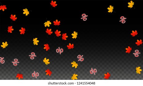 Vector Red Percentage Sign Confetti on Transparent. Percent Sale Background. Business, Economics, Finance Print. Discount Illustration. Promotion Poster. Black Friday Banner. Special offer Template.