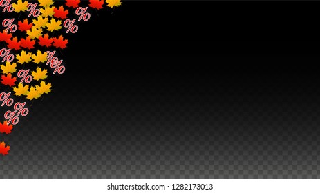 Vector Red Percentage Sign Confetti on Transparent. Percent Sale Background. Business, Economics, Finance Print. Discount Illustration. Promotion Poster. Black Friday Banner. Special offer Template.
