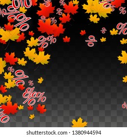 Vector Red Percentage Sign Confetti on Transparent. Percent Sale Background. Business, Economics, Finance Print. Discount Illustration. Promotion Poster. Black Friday Banner. Special offer Template.