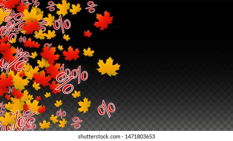 Vector Red Percentage Sign Confetti on Transparent. Percent Sale Background. Business, Economics, Finance Print. Discount Illustration. Promotion Poster. Black Friday Banner. Special offer Template.