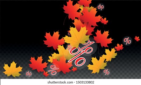 Vector Red Percentage Sign Confetti on Transparent. Percent Sale Background. Business, Economics, Finance Print. Discount Illustration. Promotion Poster. Black Friday Banner. Special offer Template.