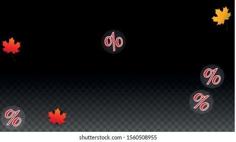 Vector Red Percentage Sign Confetti on Transparent. Percent Sale Background. Business, Economics, Finance Print. Discount Illustration. Promotion Poster. Black Friday Banner. Special offer Template.