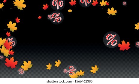 Vector Red Percentage Sign Confetti on Transparent. Percent Sale Background. Business, Economics, Finance Print. Discount Illustration. Promotion Poster. Black Friday Banner. Special offer Template.