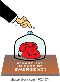 vector red phone for hot line, under glass, for use in an emergency