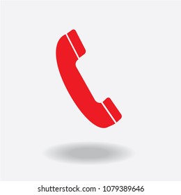 vector red phone icons set on gray