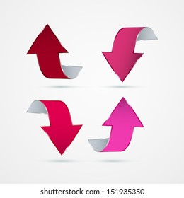 Vector Red and Pink Arrows Set Isolated on White Background 