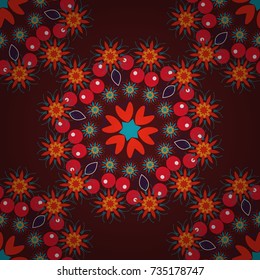 Vector red, pink and brown Traditional Indian motif seamless pattern.
