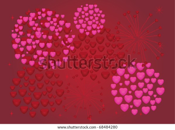 Vector Red Pink Heart Fireworks Stock Vector (Royalty Free) 68484280 ...