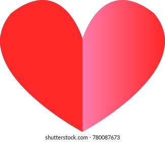 vector, red with pink heart on white isolated background