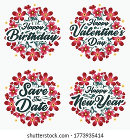 Vector red and pink peony flower greeting card and invitation template for valentine day wedding or birthday.