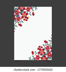 Tarjeta de saludo de flores de guion rojo vectorial y rosa y plantilla de invitación para la boda o cumpleaños del día de San Valentín.