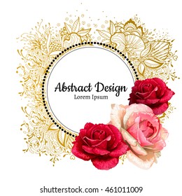 vector red and pink roses illustration. invitation card.