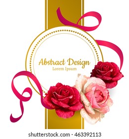 vector red and pink roses illustration. invitation card.