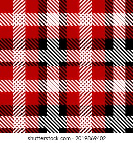 Vector Red Plaid Check Seamless Pattern in Geometric Abstract Style Can be used for Fashion Fabric Design, School Teen Textile Classic Dress, Picnic Blanket, Retro Print Shirt