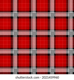 Vector Red Plaid Check Seamless Pattern in Geometric Abstract Style Can be used for Fashion Fabric Design, School Teen Textile Classic Dress, Picnic Blanket, Retro Print Shirt