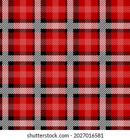 Vector Red Plaid Check Seamless Pattern in Geometric Abstract Style Can be used for Fashion Fabric Design, School Teen Textile Classic Dress, Picnic Blanket, Retro Print Shirt