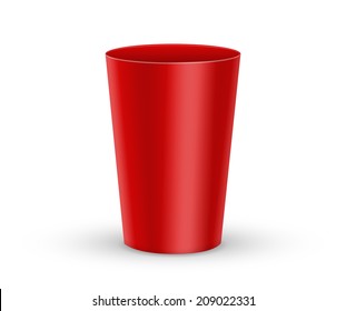 Vector Red Plastic Glass On A White Background